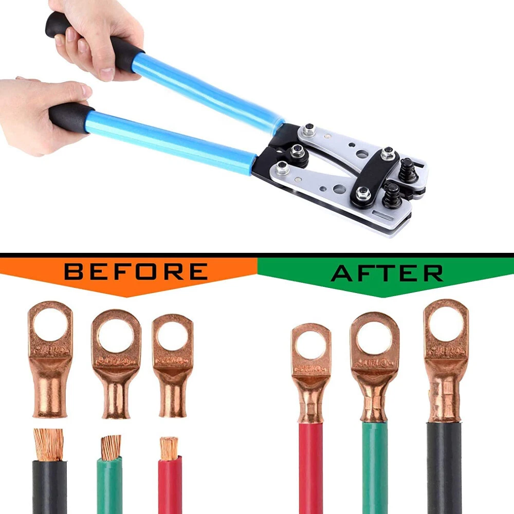 Crimping Tool Cable Lug Crimper Wire Plug Pliers Battery Terminal Assortment Kit