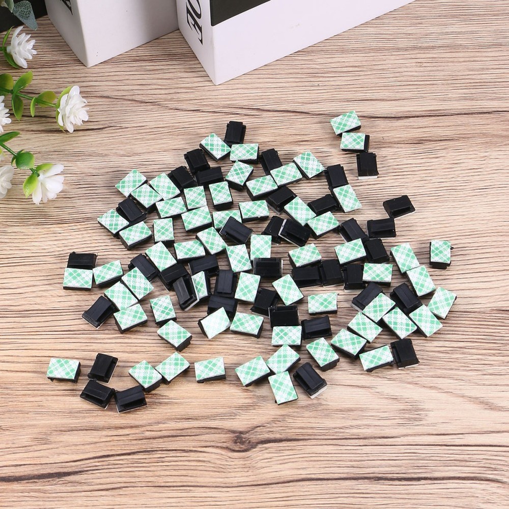 Cable Tie Holders 100pcs Black Adhesive Wire Clips for Easy Use
