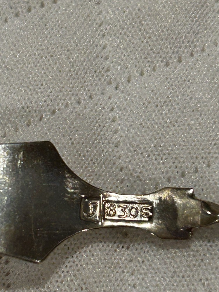 Sylvsmidja 830s Silver Pickle Lemon Fork Twist Handle Gold Leaf Ball End NORWAY