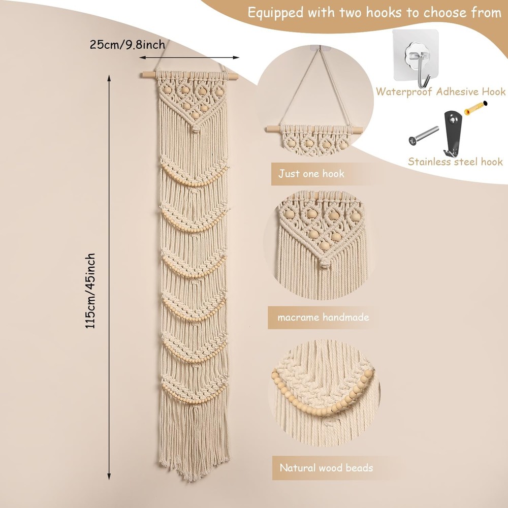 Cap Hanger-1 Pack-Boho Macrame Cap Holder Wall Hat Organizer for Baseball Cap...