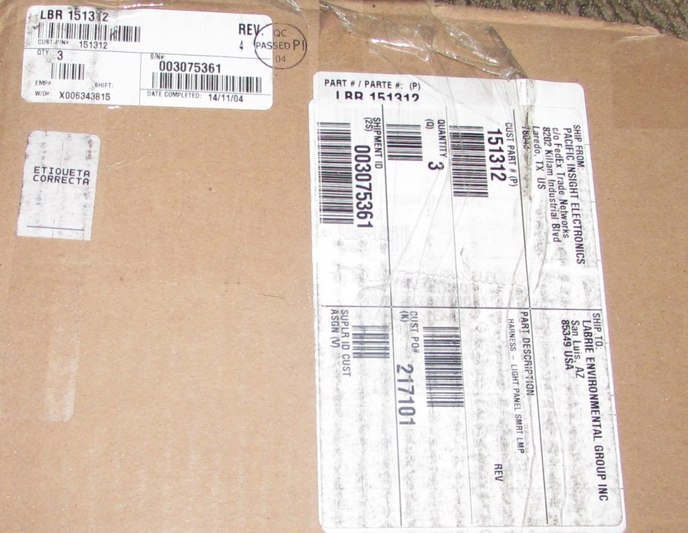 Labrie Environmental Group, Wire Harness, Light Panel P/N: 151312