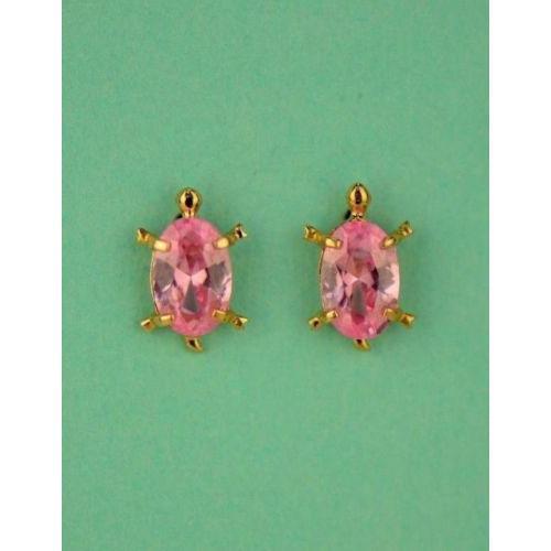 14k Yellow Gold Turtle Birthstone Stud Earring