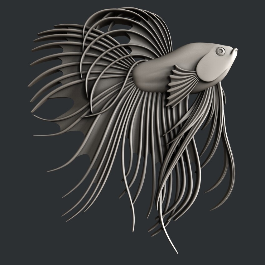 3d STL models for CNC, Artcam, Aspire, relief  fish