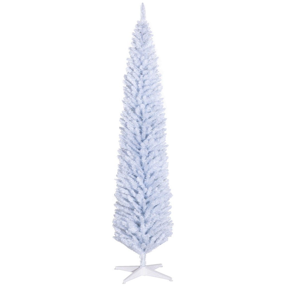 8ft Unlit Pencil Artificial Christmas Tree - Realistic Branches 618 Tips White