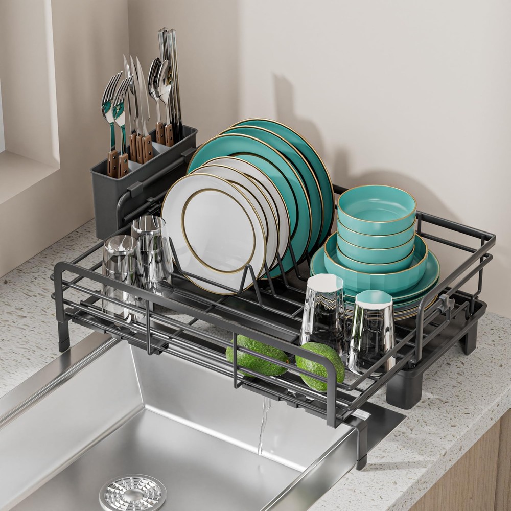 Small Dish Drying Rack - Extendable Dish Rack for Kitchen Counter, Rustproof ...