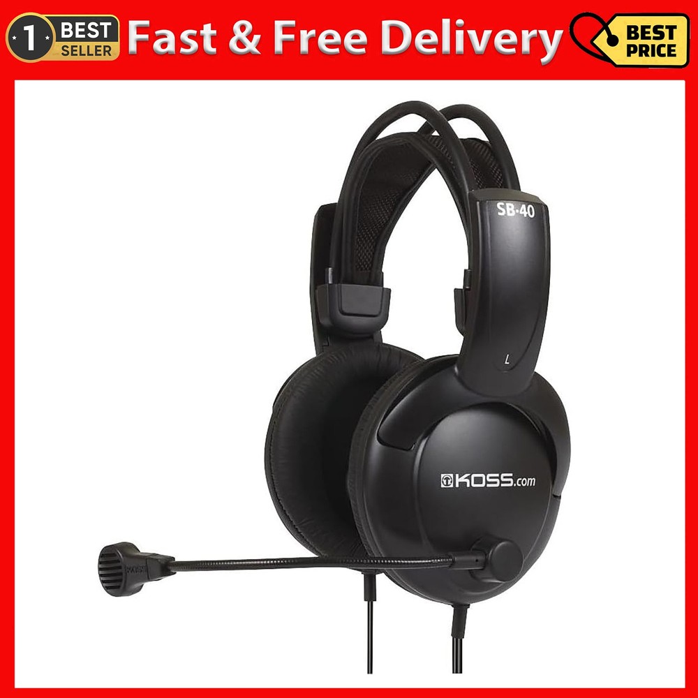 Koss SB40 Computer Headset with Microphone, Black One Size