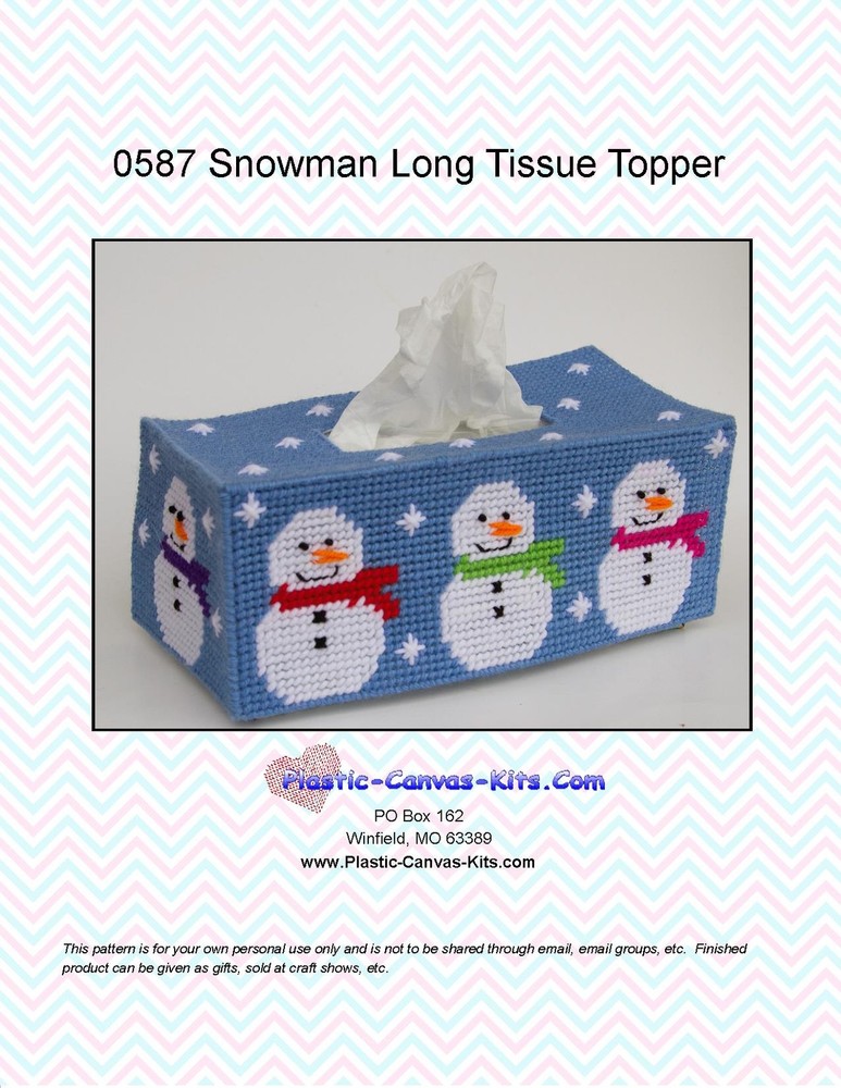 Snowman Long Tissue Topper-Plastic Canvas Pattern or Kit