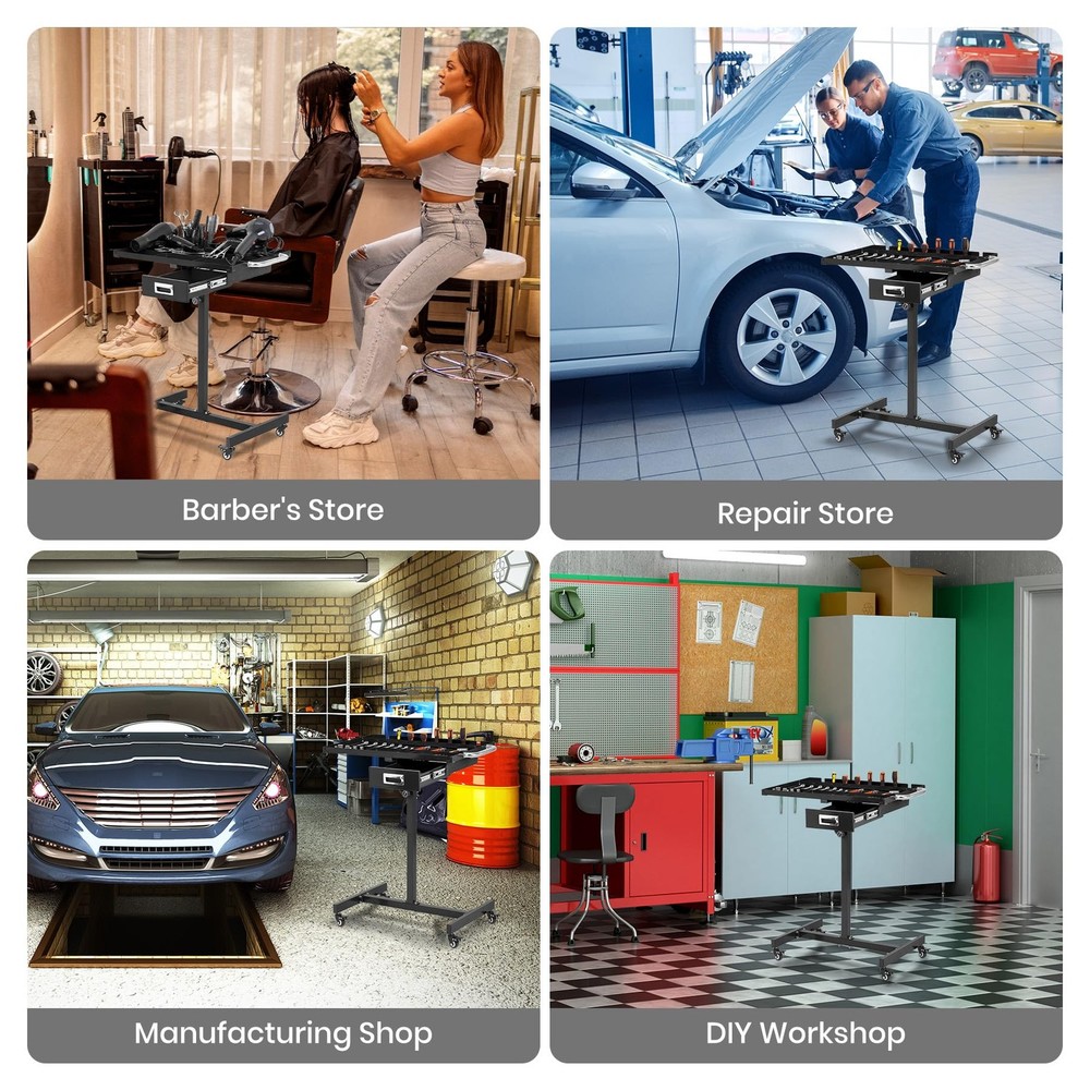 ⭐Rolling Tool Tray with Wheels Adjustable Height Mobile Work Table 300Lb Capacit