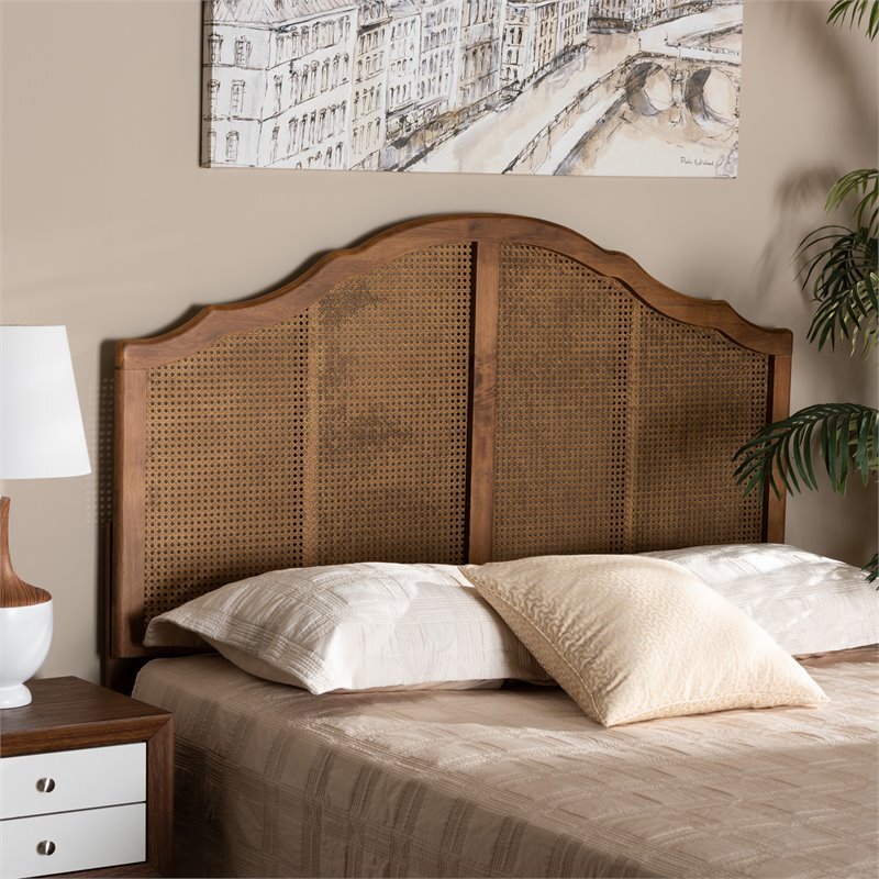 Baxton Studio Iris Walnut Finished Wood Queen Size Arched Headboard