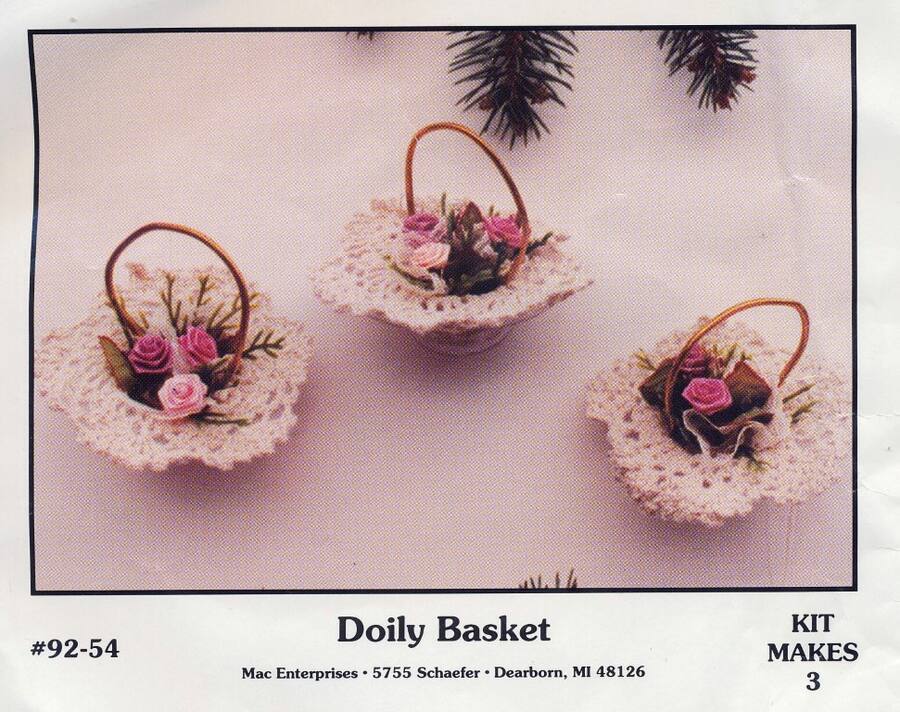 NEW MAC ENTERPRISES DECORATE YOUR OWN ORNAMENT DOILY BASKET MAKES 3 OOP