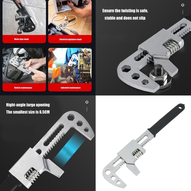 F-type Wrench Right Angle Wrench Adjustable Spanner Pipe Wrenches Wide Jaw