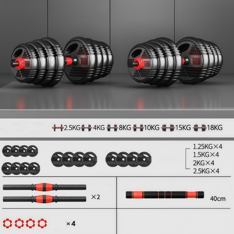 66 LBS Adjustable Dumbbell Set, Free Weights Dumbbells Set for Workout, Black