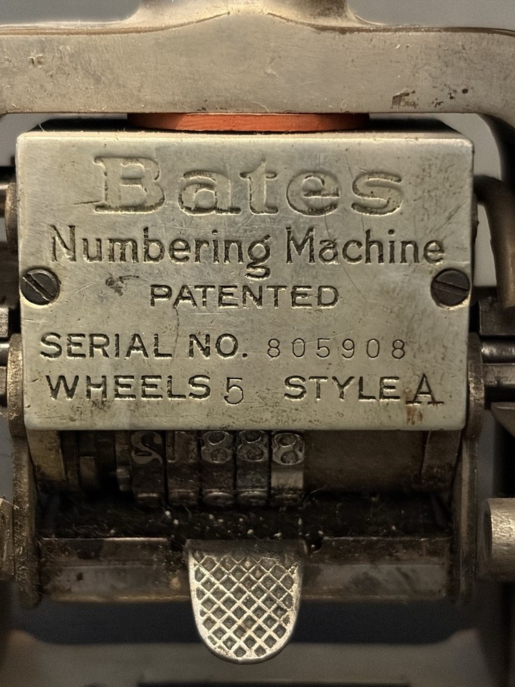 Bates Numbering Machine Style A – 5 Wheels – Serial 805908 – Working