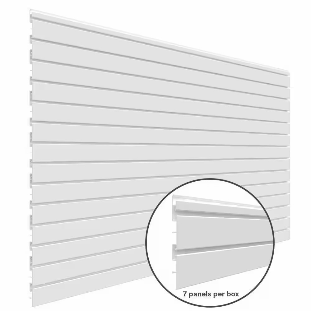 8 Ft PVC Slatwall Panel Gray (7-Pack)