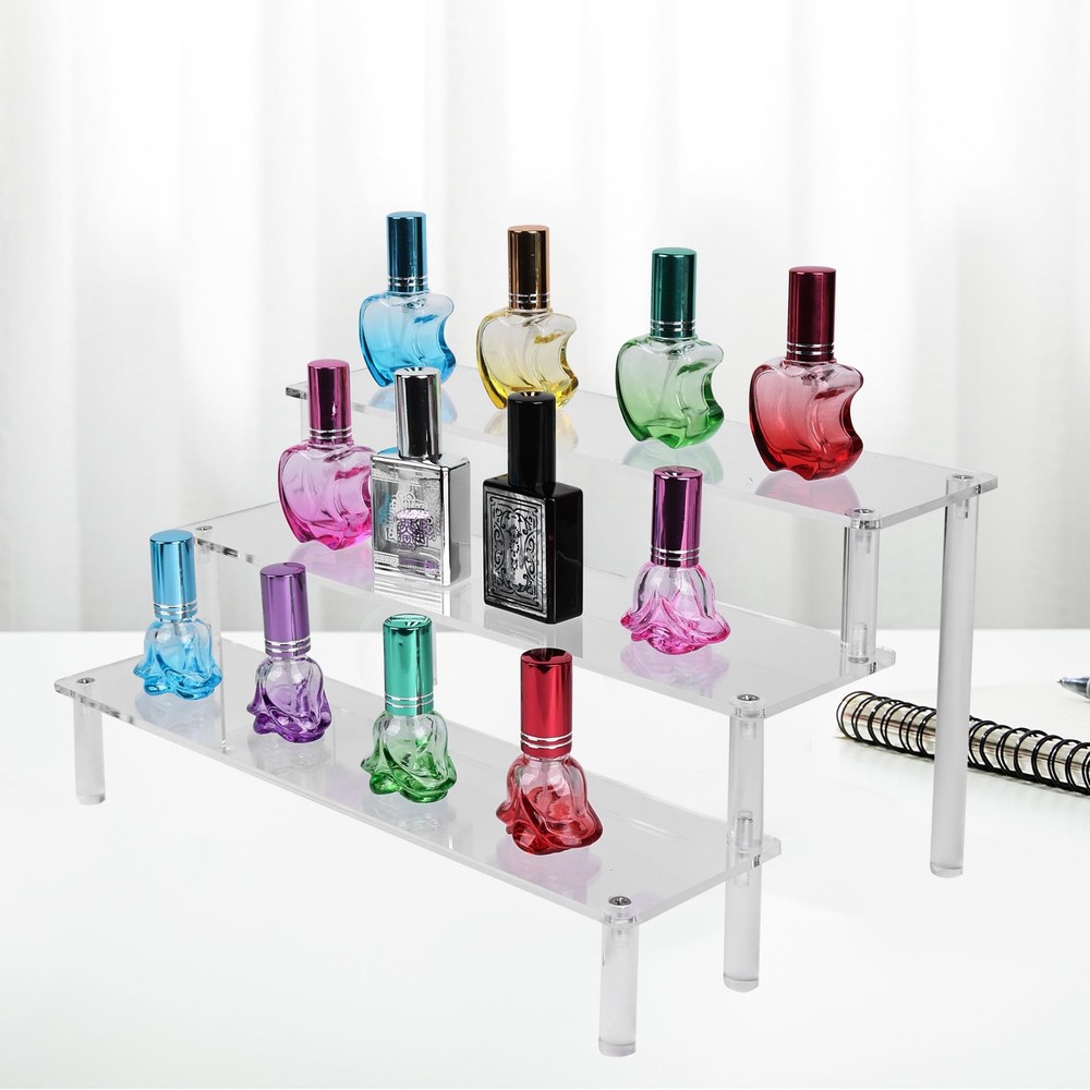 losensild Acrylic Riser,Clear Display Risers 3 Tier ,Large Shelf Clear