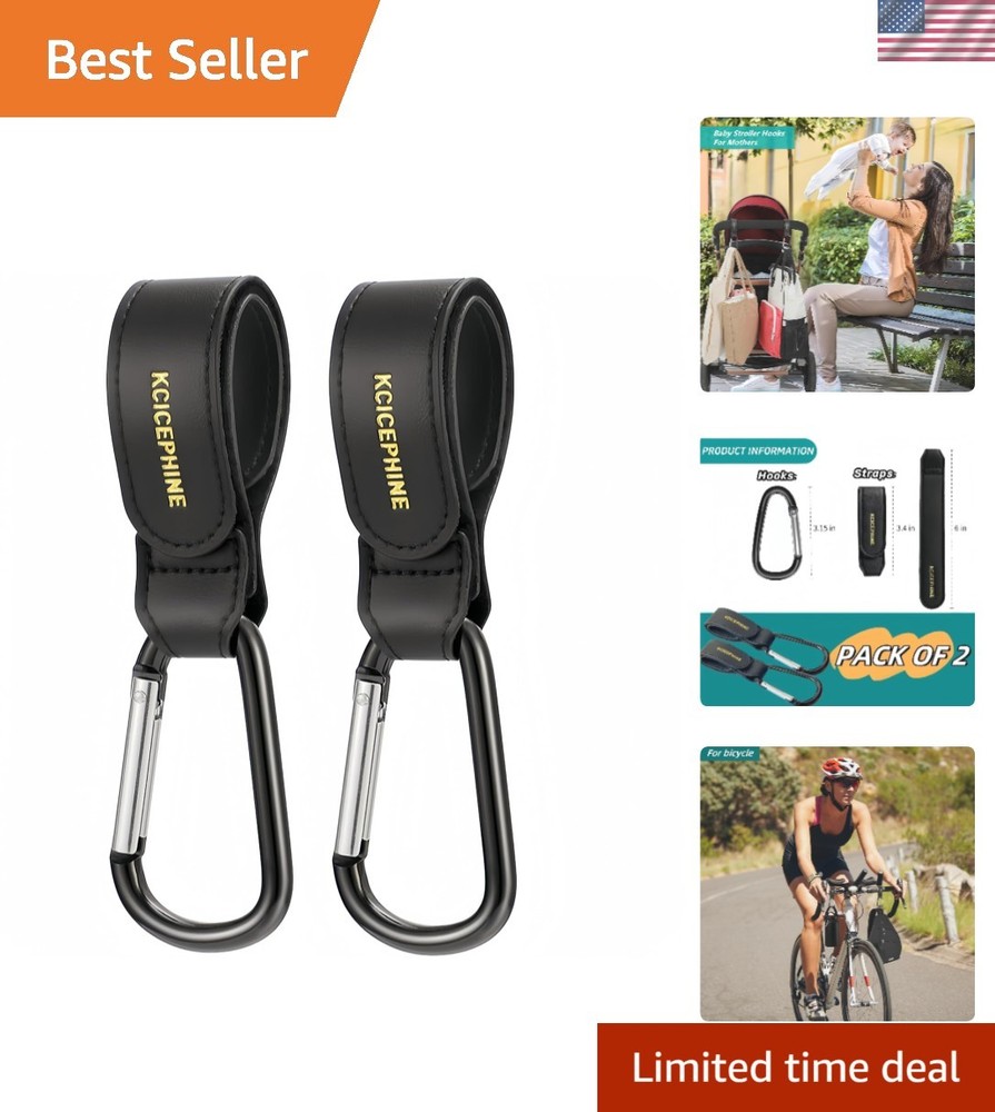 2 Pack Stroller Hooks, Stroller Straps for Diaper Bags,Adjustable Stroller Ca...