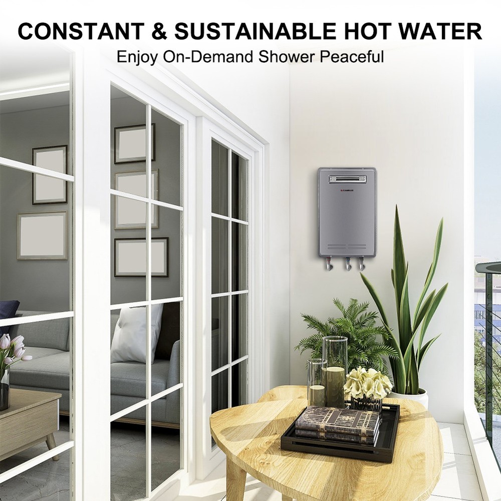 CAMPLUX 20L/26L Outdoor Tankless Gas Water Heater for Whole House Shower NG/LPG