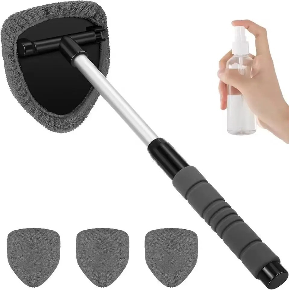 Telescopic Car Window Windshield Cleaning Brush Set Scraper Mist