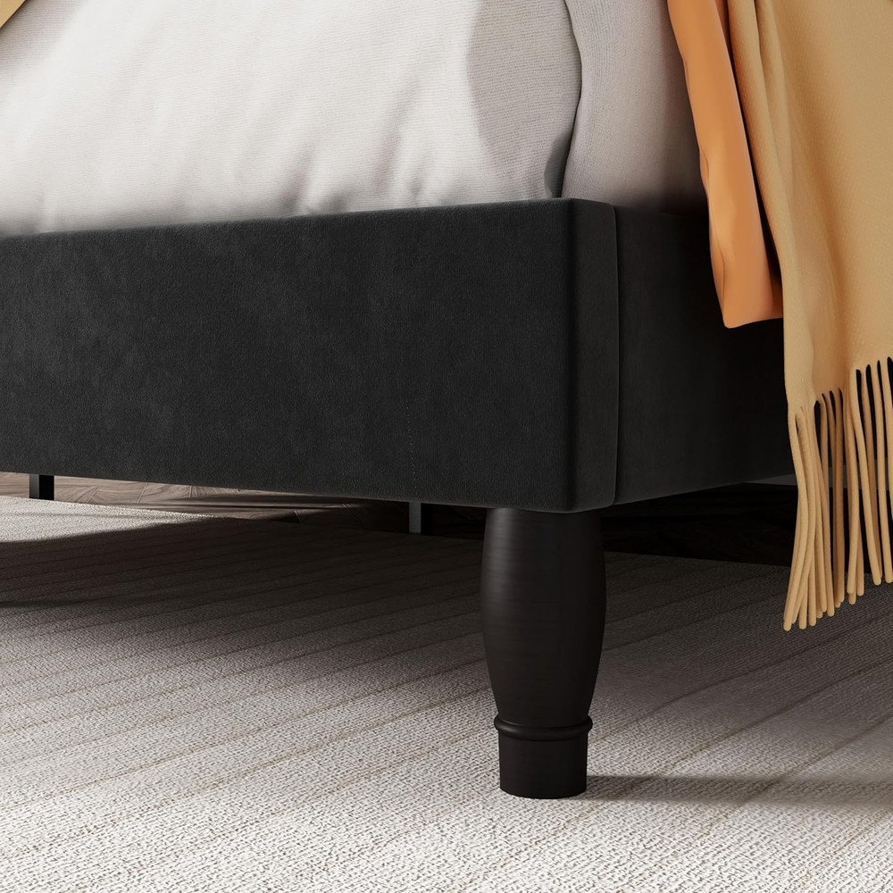 King Size Platfrom Bed Frame with Adjustable Headboard/Velvet Upholstered Diamon