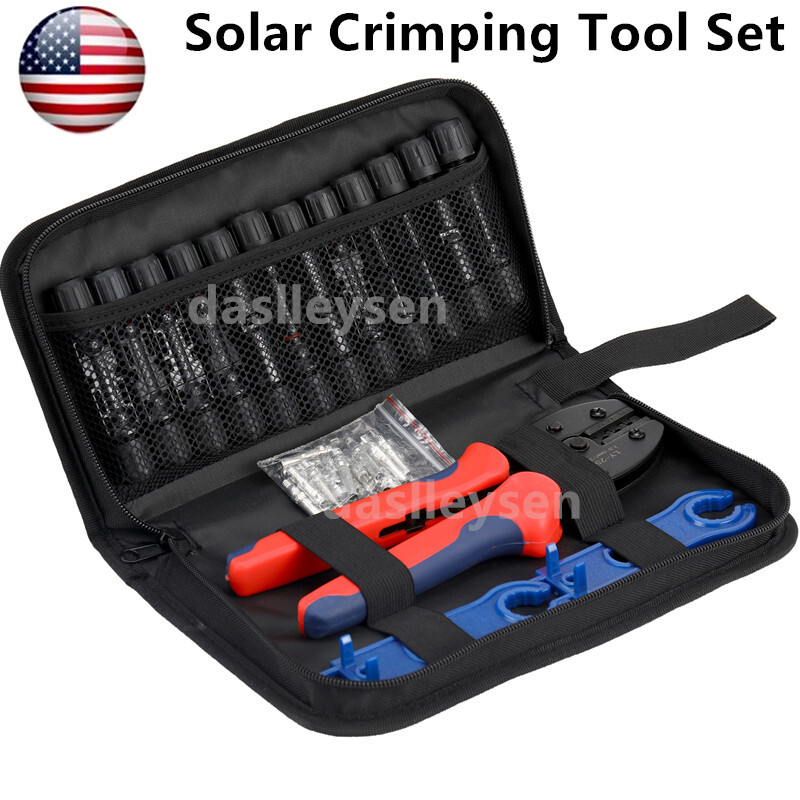 12/24PCS Solar Panel Cable Wire Connectors Crimper PV Crimping Pliers Tools Set