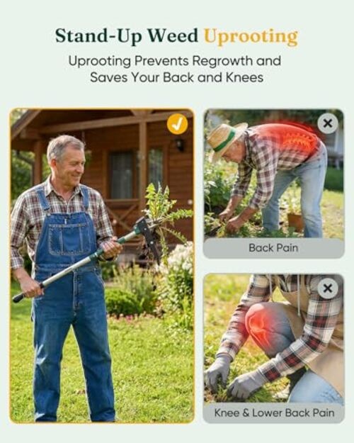Stand Up Weed Puller Tool, Claw Garden Weed Removal Tool with Eject