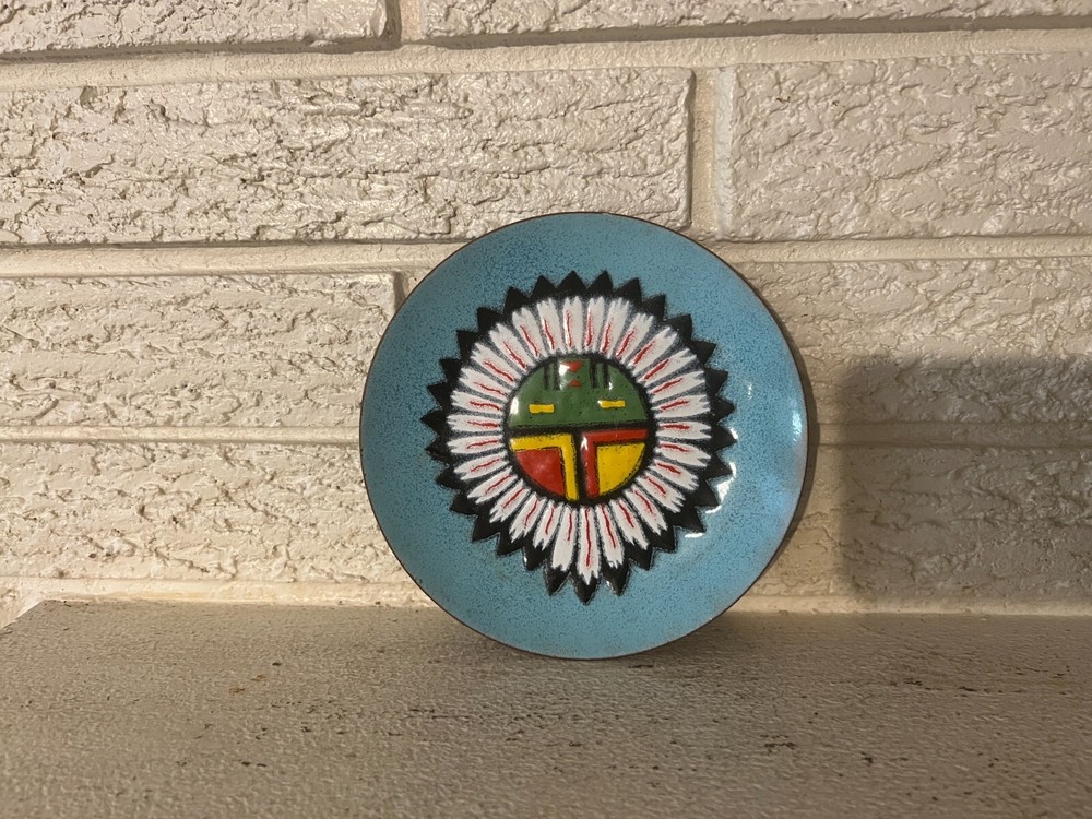 ANNEMARIE DAVIDSON Marked ENAMEL ON COPPER DISH 6"
