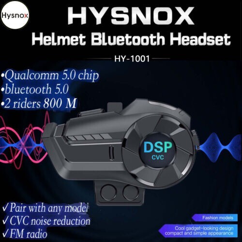 Hysnox HY-1001-05 Single-Pack Bluetooth Helmet Intercom (2-Riders)