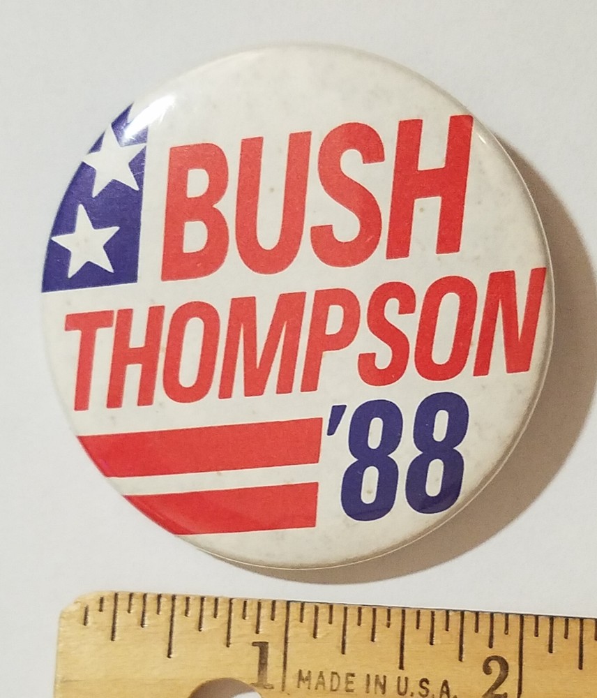 Bush Thompson ’88 Pinback Button, VP Possible Running Mate, Illinois