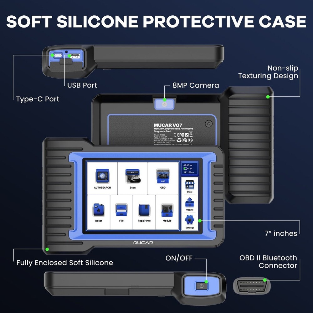 MUCAR VO7 ECU Coding Scanner OBD2 Diagnostic Tool Full System Scan FREE Update