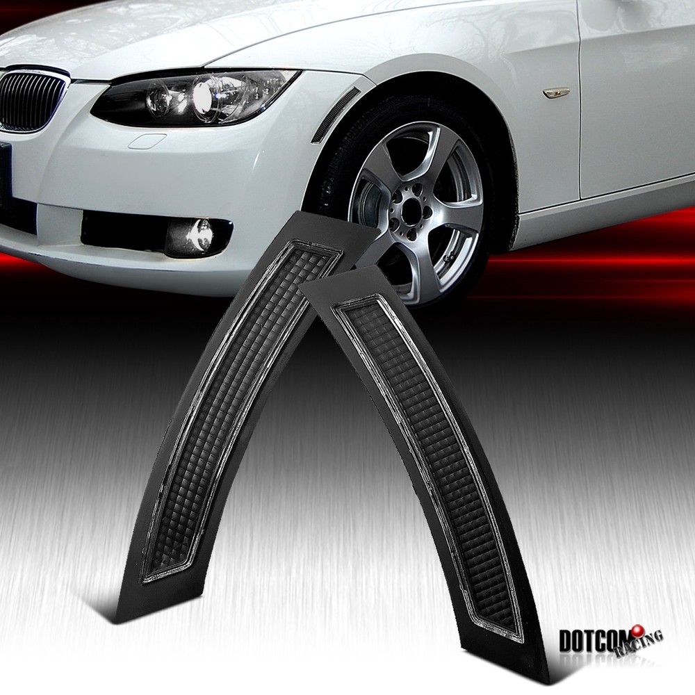 Fit 2007-2013 BMW E92 E93 3-Series Coupe Black Bumper Side Marker Signal Lights