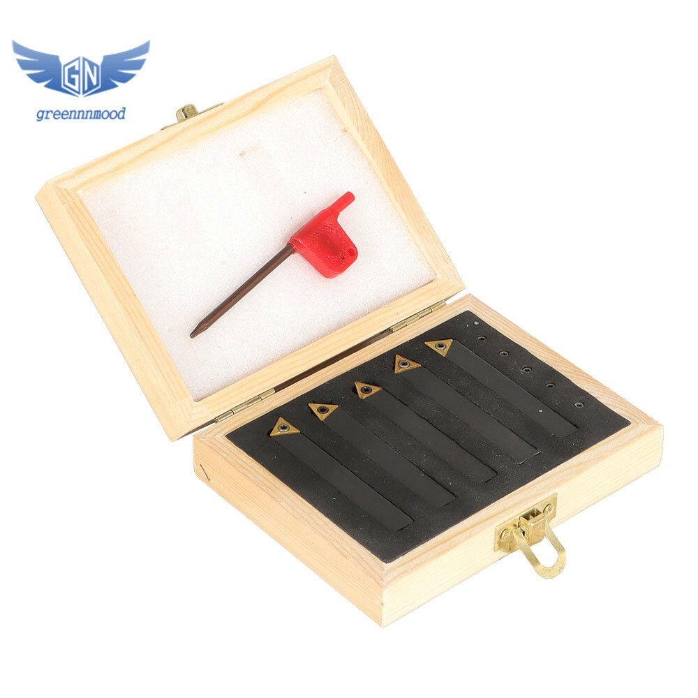5Pcs 3/8" Lathe Indexable Carbide Insert + Turning Tooling Bit Holder Set