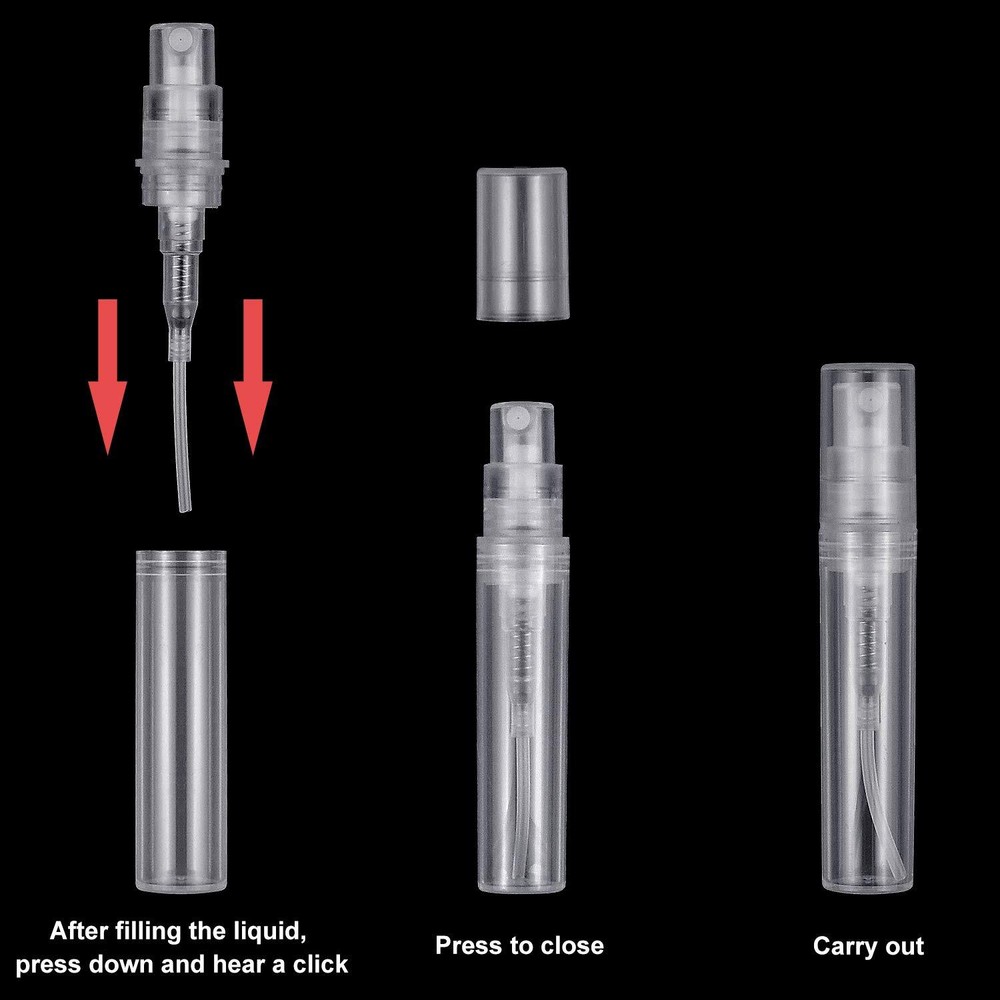 50pcs mini perfume atomizer, clear plastic spray bottle portable Clear