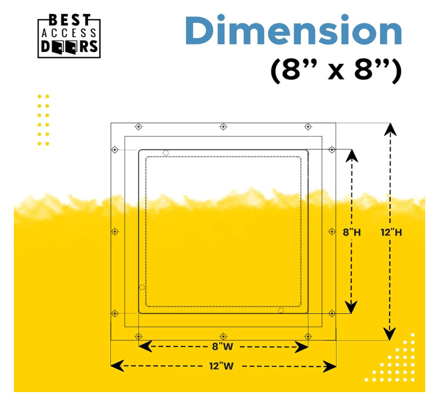 8" x 8" Tapeable Wall Access Panel for 5/8" Drywall Primed Frame, Medium Density