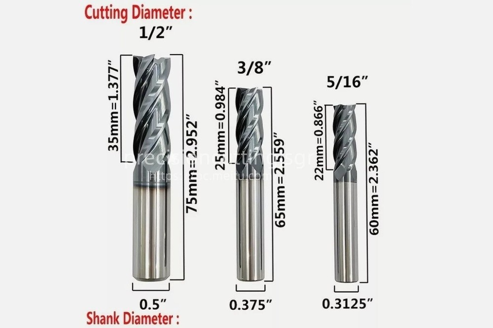 6pcs 1/8 - 1/2" combo set Solid Carbide End Mill - AlTiCrN Coated