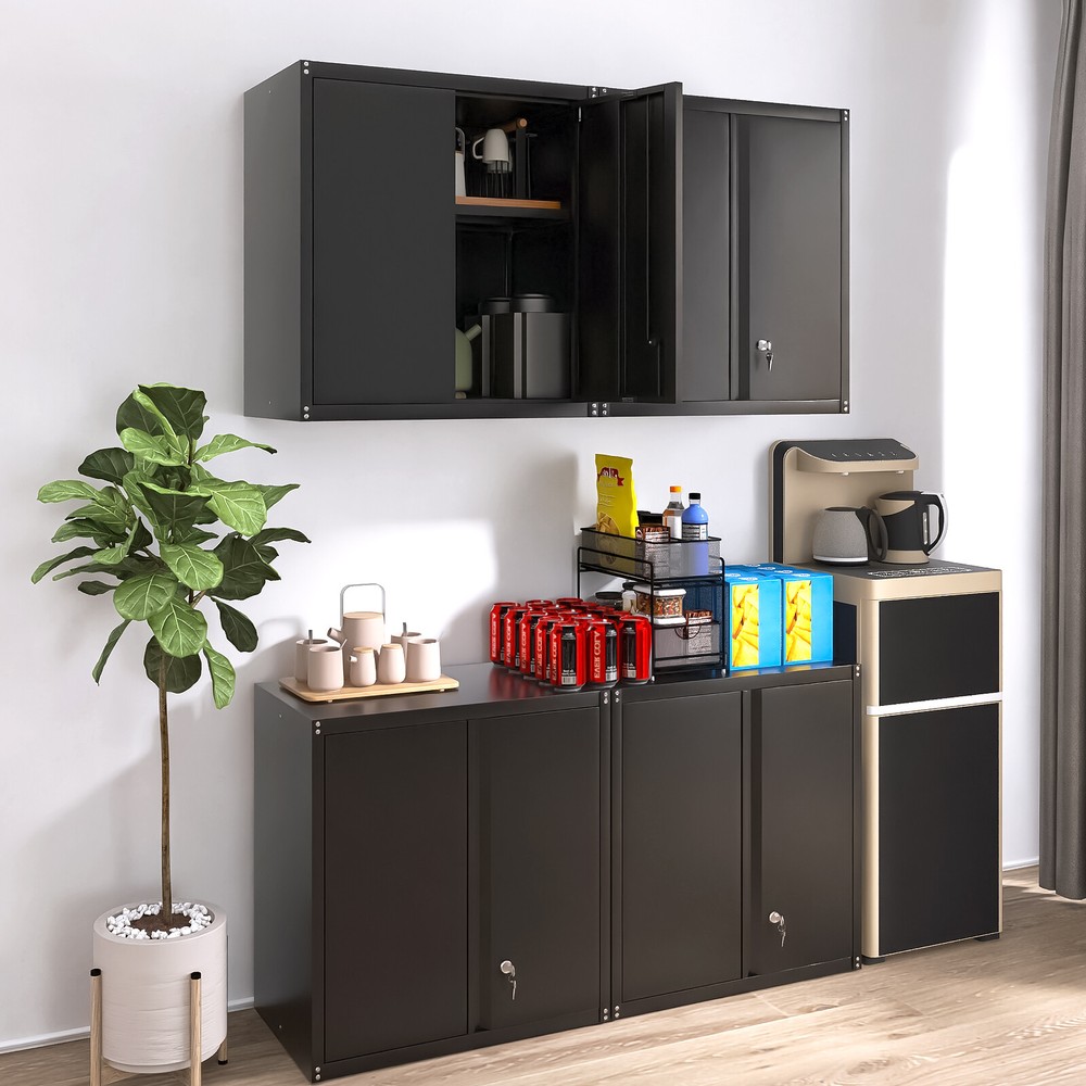 Metal Storage Cabints, Wall Cabinet with 2 Locking Doors and Adjustable Shelf