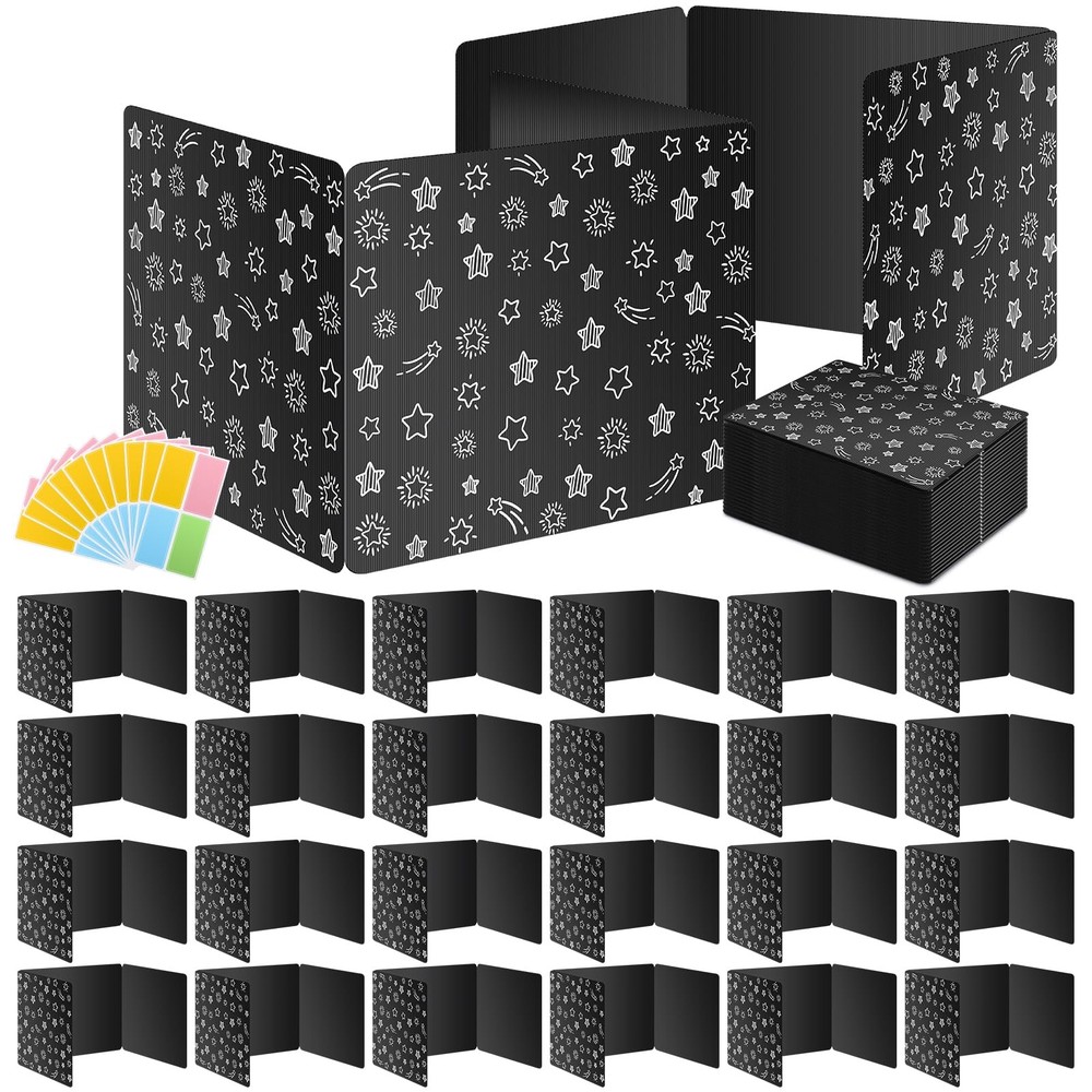 Black 24-Pack Desk Dividers for Students, Waterproof Plastic Study Carrel Div...