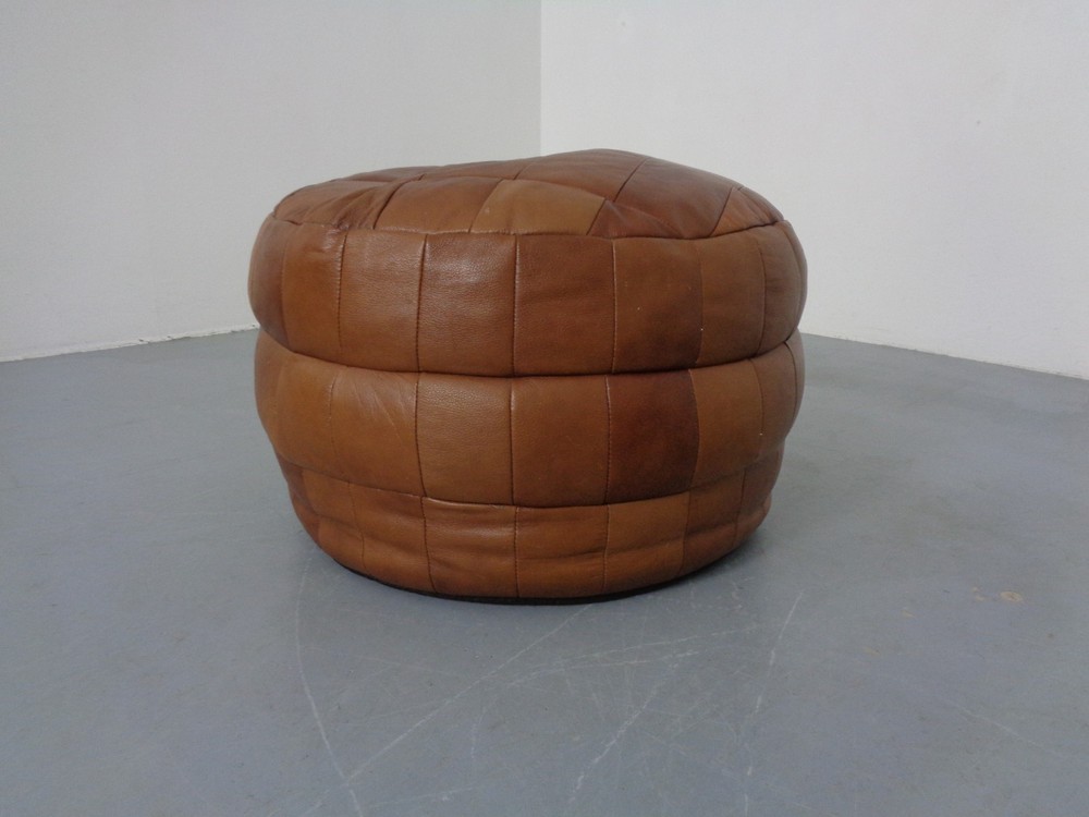 Vintage Patchwork Leather Footstool 60S