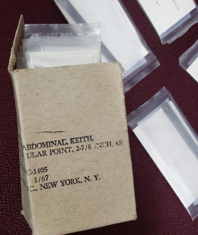 Abdominal Keith Suture Needles Straight Triangular Point 2 7/8 " Box Expired