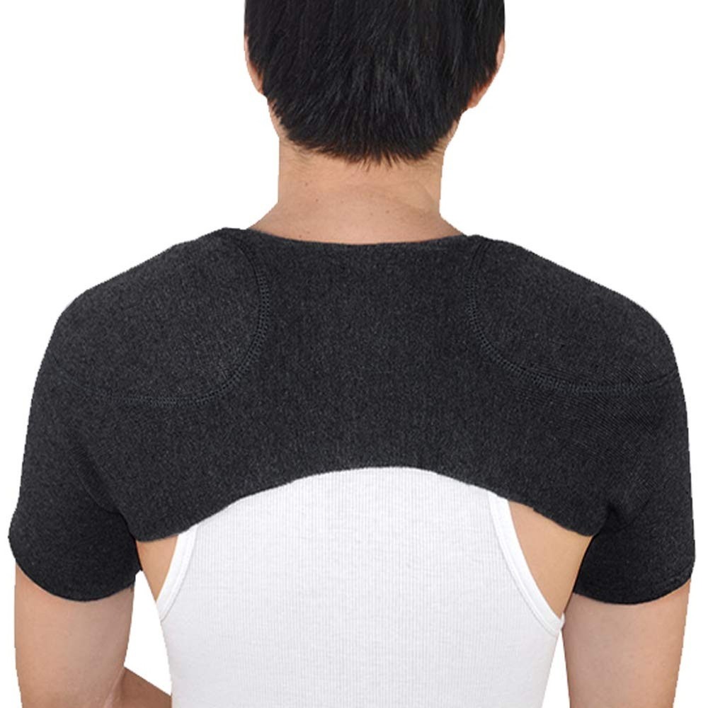 Knitted Double Shoulder Brace Warm Support Stability Compression Sleeve Wrap ...