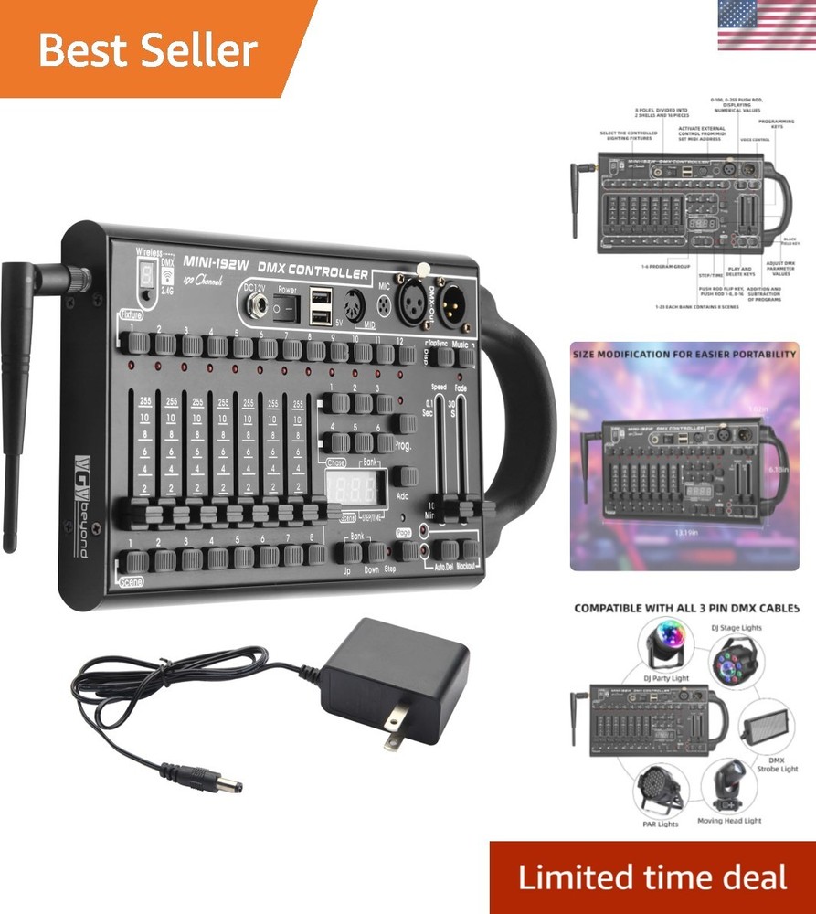 Compact Wireless DMX Lighting Controller for 240 Scenes - Ideal for Performances