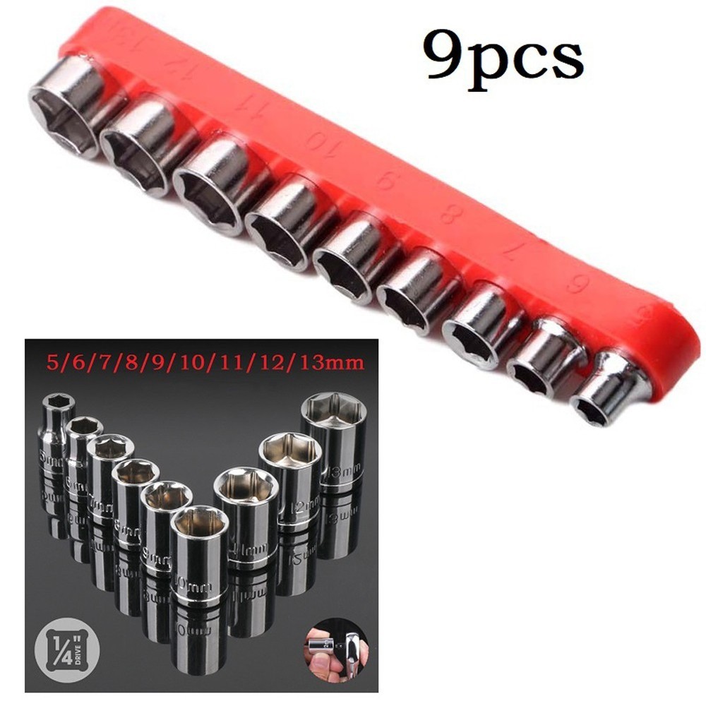 9 Pieces/set Hexagon Key Socket Combination 1/4 Inch Handle Hexagon Socket