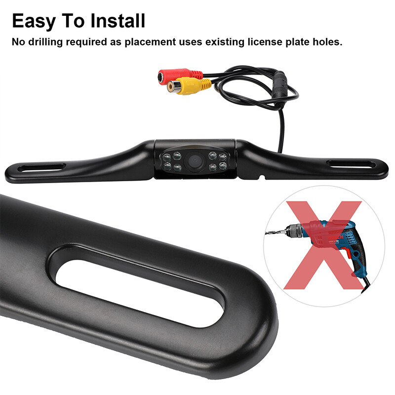 170° License Plate Frame Backup Camera Parking Reverse Night Vision Waterproof