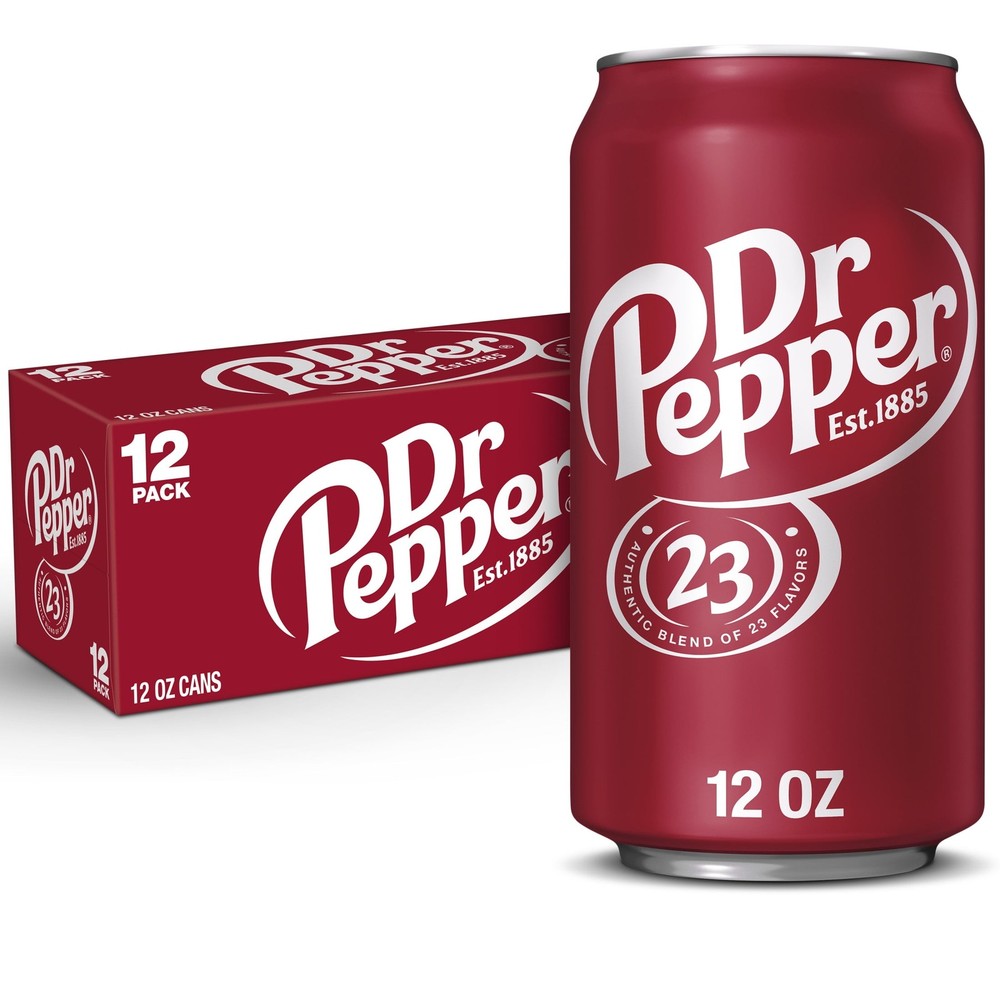 Dr Pepper Soda Pop, 12 fl oz, 12 Pack Cans