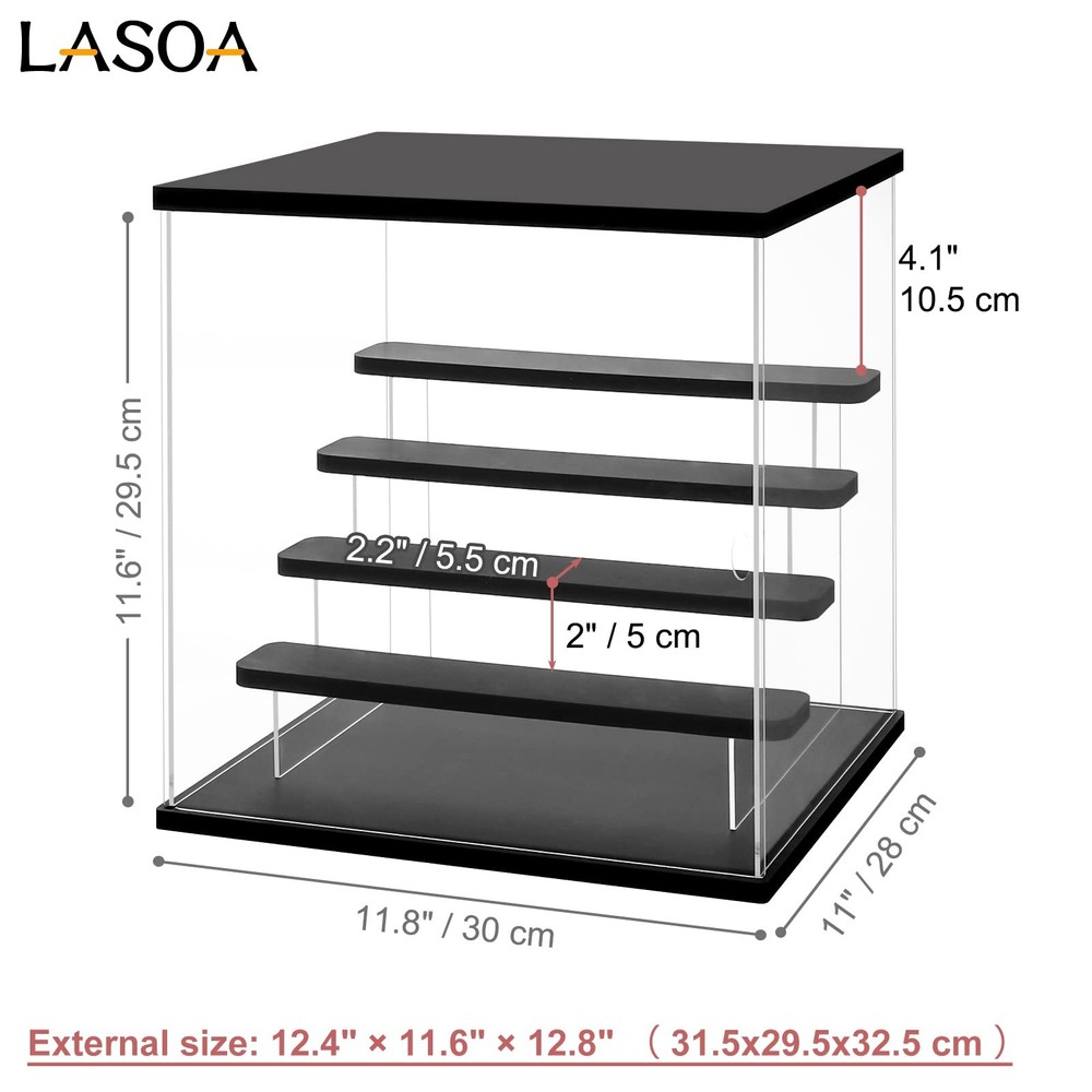 Acrylic Display Case with Adjustable LED Lights 5 Tier Clear Display Box for ...