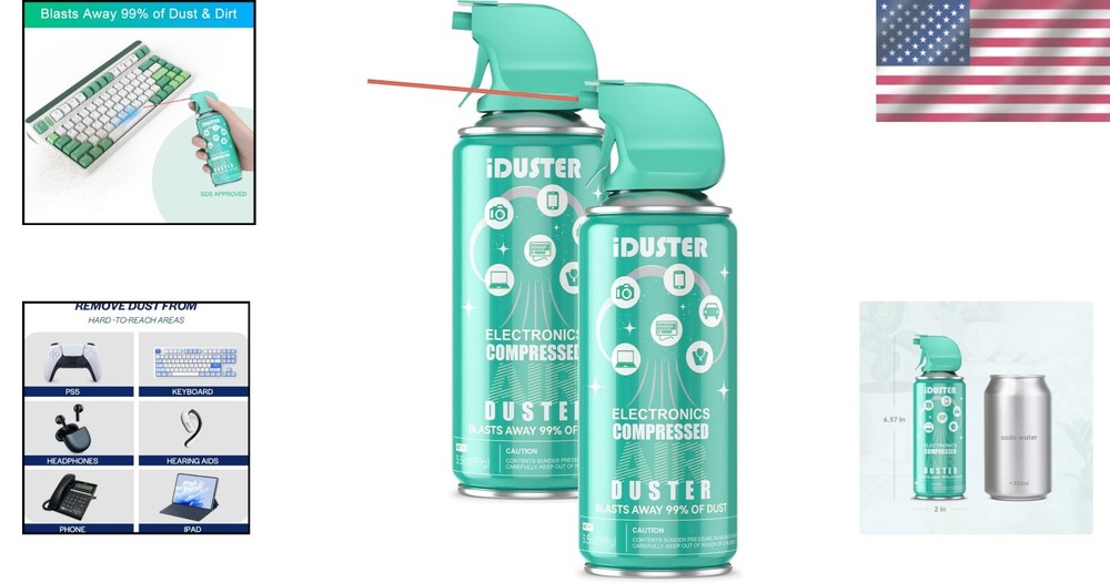 Compressed Air Duster 2-Pack - Ozone-Friendly Electronics Cleaning Spray