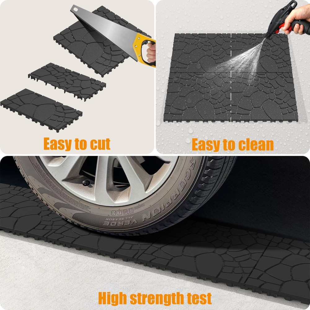 12" Stone Texture Interlocking Deck Tiles, DIY Patio Flooring, Easy Installation