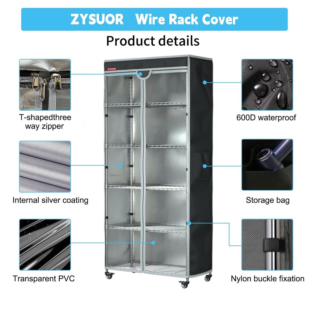 Rack & Shelf Cover for Storage Shelving, Waterproof & Dustproof Protector wit...