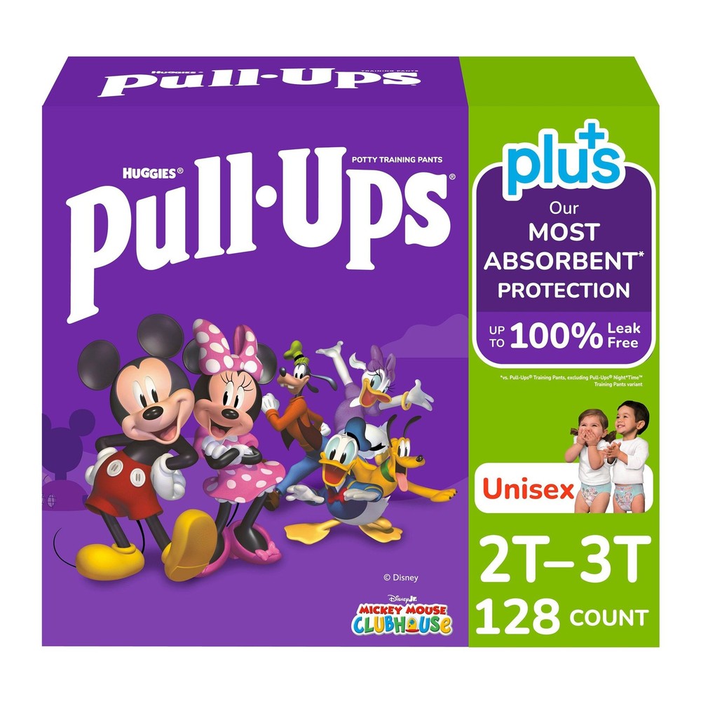 Huggies Pull-Ups Plus Training Pants Unisex, Size 2T - 3T (16-34 lbs), 128-count
