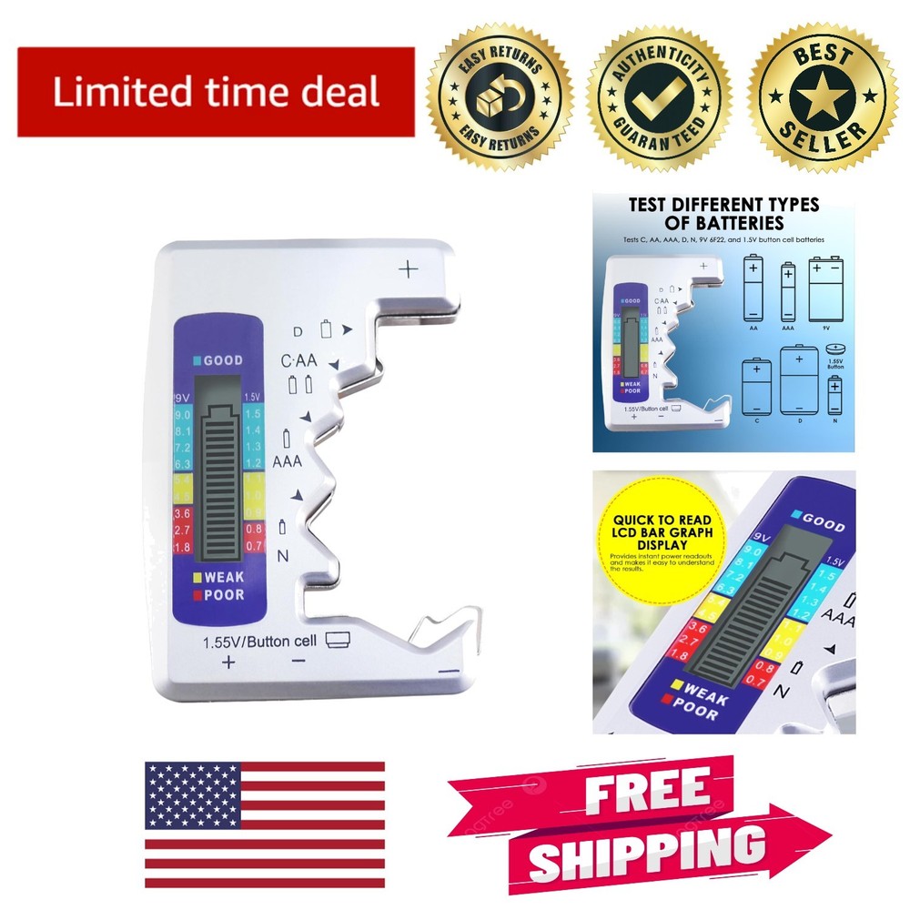Handheld Digital Battery Checker with Quick Read LCD for C, AA, AAA, D Batteries