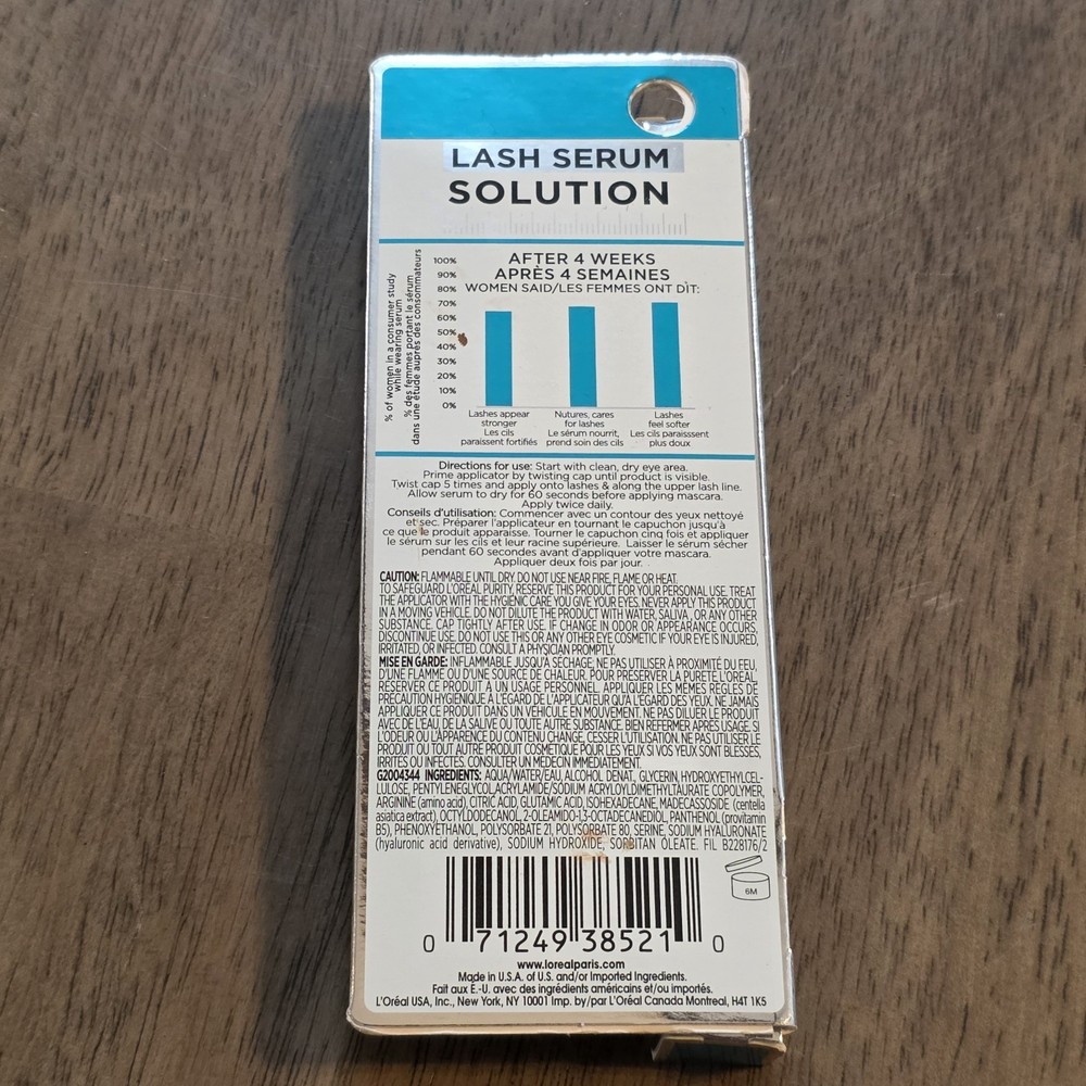 Lashes Growth L'Oreal Paris Lash Serum Solution with Lash Caring Complex .05 oz